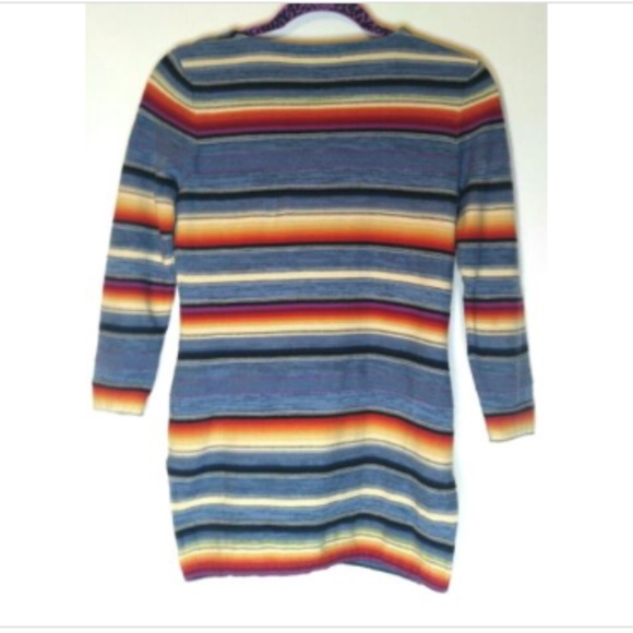 LRL Lauren Jeans Co Ralph Lauren  XS Blue Multi Top Striped Shirt Southwest LS - Picture 2 of 5